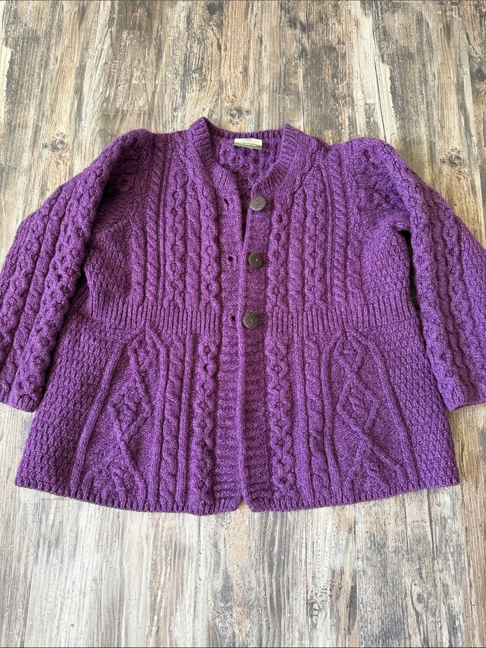 Cozy Purple Cable-Knit Button Cardigan for Women